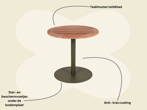 MaximaVida ronde tuintafel Java olijfgroen 80 cm- zware 49 kg uitvoering