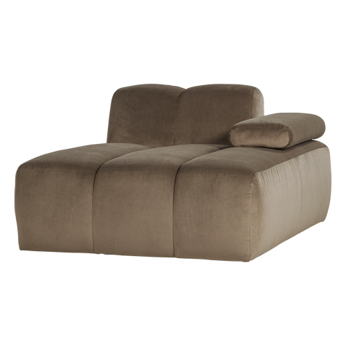 WOOOD chaise longue bank rechts Mojo - Velvet - Taupe - 74x124x162