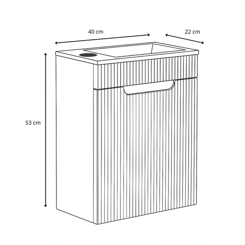 Badplaats Toiletmeubel Thermis 40 x 22 cm – Walnoot Bruin – Fonteinmeubel met Zwarte Wastafel