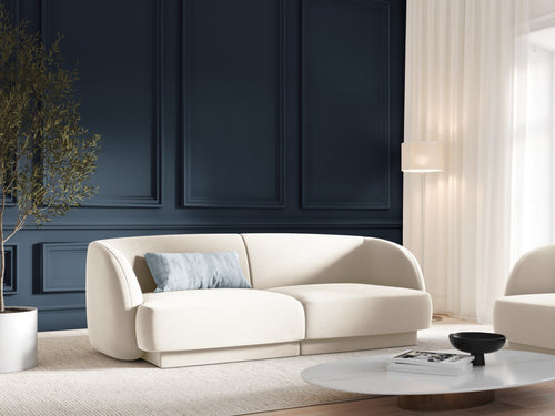 Micadoni Bank Miley 2-zits, flueel, lichtbeige - 90x180x70cm