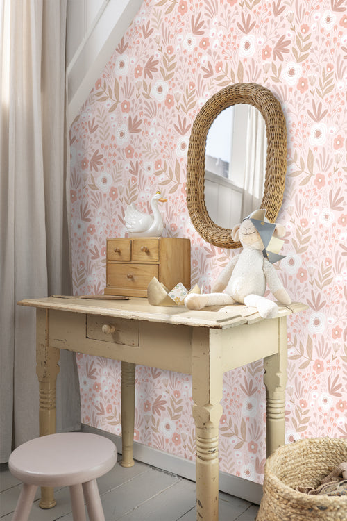 ESTAhome behang bloemetjes licht roze - 50 x 900 cm - 131065 - vtwonen shop