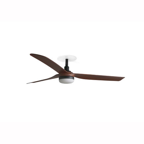 Faro Punt Punt Inbouw LED Plafondventilator 132cm Mat Zwart, Walnootkleurige Bladen CCT