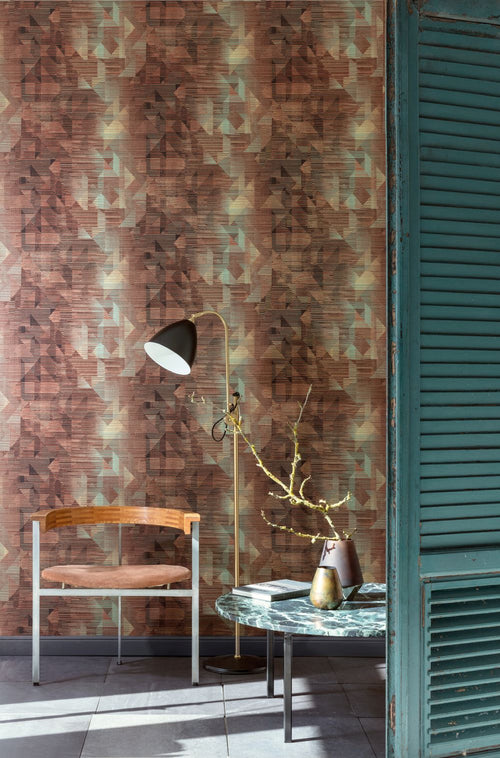 Masureel behang grafisch motief bruin - 53 cm x 10.05 m - 630934