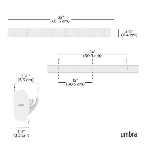 Umbra wandhaak Flip - 81 x 6 x 3 cm - wit