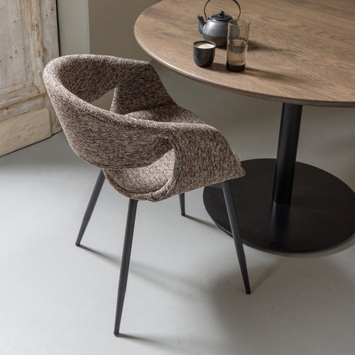 WOOOD eetkamerstoelen Yossi Metalen Zwarte Poot - Bruin - Set van 6