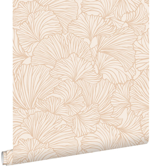 ESTAhome behang ginkgo bladeren zand beige en licht terracotta - 53 cm x 10.05 m - 139488