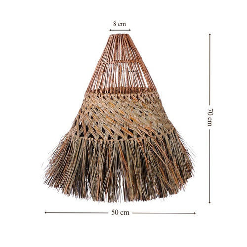 Furnilux Hanglamp van Mendonggras – Handgemaakt & Boho Stijl met gevlochten patroon - Top - 8cm - Buik 25cm - Bodem 50cm - Hoogte 70cm