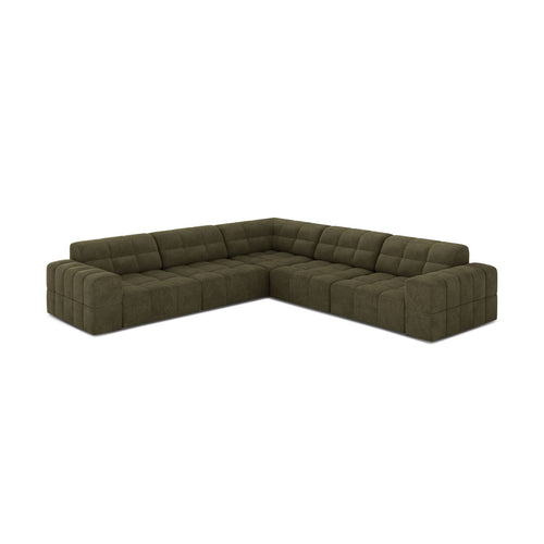 Cosmopolitan Design - Symmetrische hoekbank Chicago 4-zits, chenille groente - 285x285x78cm