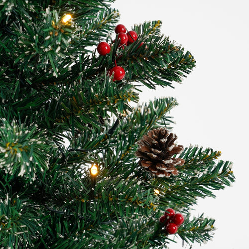 Black Box Trees Creston Kerstboom met Verlichting in Pot - Groen frosted - op Batterij  - h90xd50cm