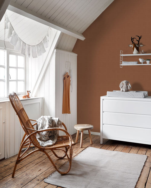 ESTAhome behang linnenstructuur terracotta - 53 cm x 10.05 m - 139369