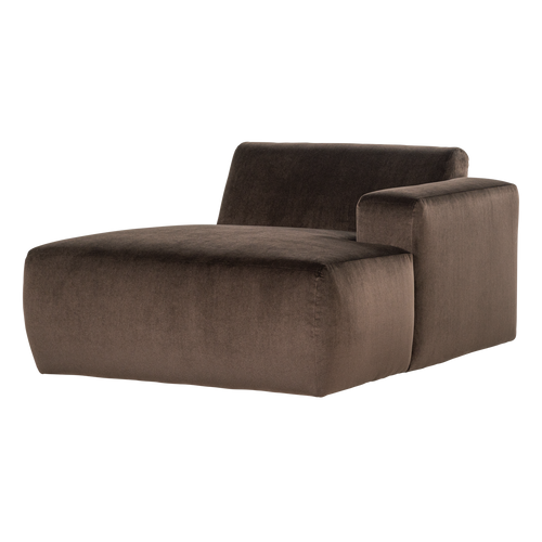 WOOOD chaise longue bank rechts Mojo Base - Velvet - Bruin - 74x112x162