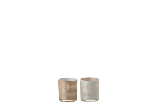J-Line windlicht Halve Maan - glas - mix - small - 2 stuks