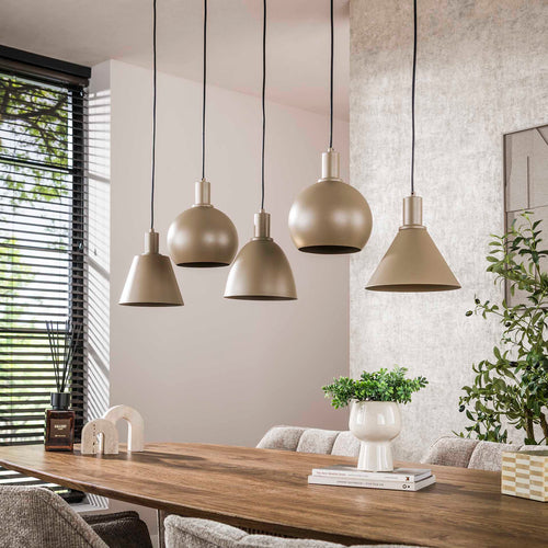 Hoyz Collection - Hanglamp Metallo Mix 5-lichts - Beige - vtwonen shop