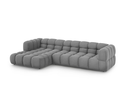 Cosmopolitan Design Modulaire hoekbank links Sky 4-zits, flueel, lichtgrijs - 162x300x70cm