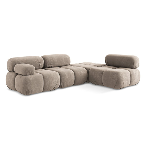 LaMiaSofa hoekbank rechts Sanremo - chenille stof - donkerbeige - 285x190x70