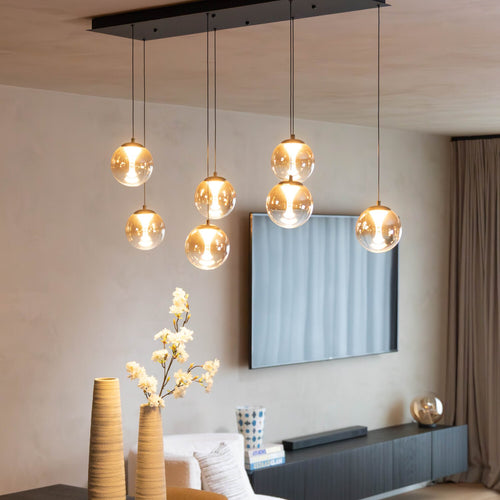 Atmooz hanglamp Monza 7 Rect. - zwart - 120 x 40 x H 167 cm - geïntegreerde led