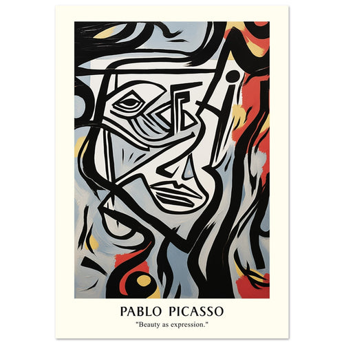 Artfulprints Poster met Lijst Pablo Picasso - Beauty as expression   - A4 21x29.7 cm - Meerkleurig