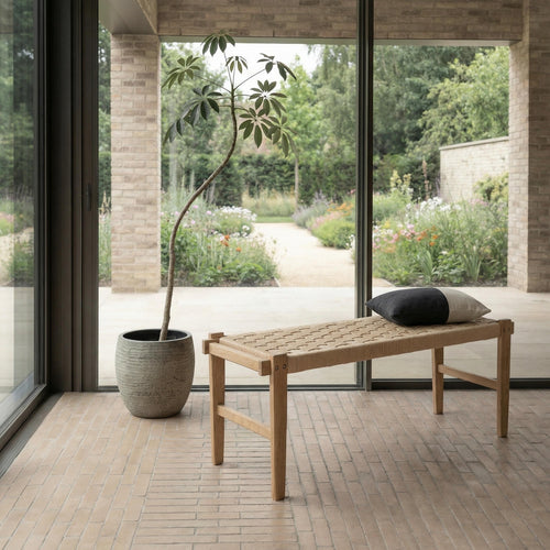 Furnhouse bankje Nobel - Natuurlijk eikenhout - Papiergaren - 38x110x47