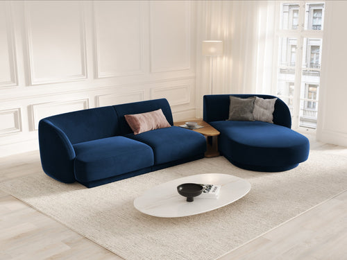 Micadoni Rechte modulaire bank Miley 3-zits, flueel, koningsblauw - 178x303x70cm