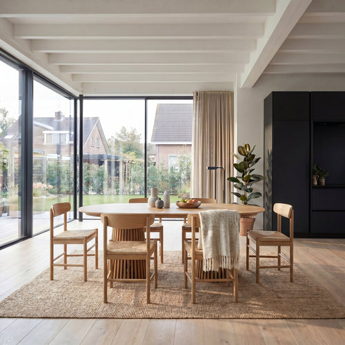 Furnhouse uitschuifbare eettafel Svendborg - Natuurlijk eikenhout - Ø 120/220x120 cm