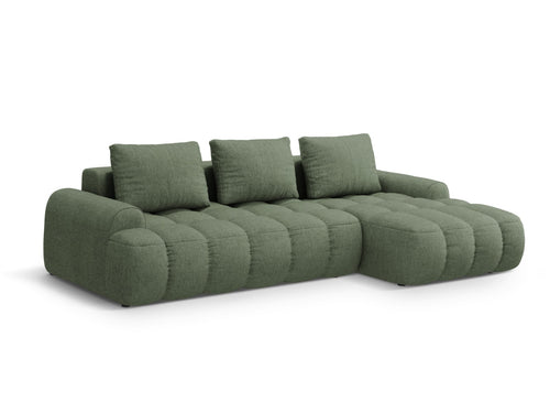 Cosmopolitan Design Converteerbare hoekbank rechts met opbergdoos Linz 3-zits, structurele stof donker olijfgroen - 142x275x84cm