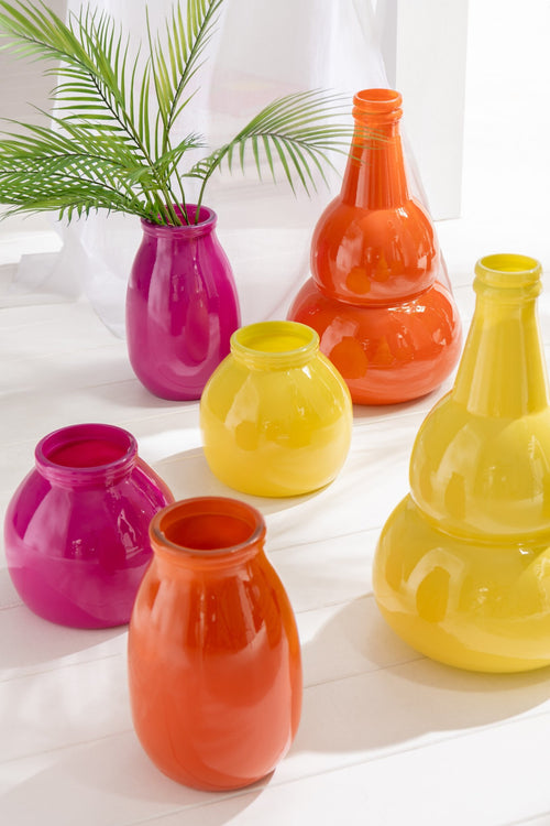J-Line vaas - glas - oranje/roze - large