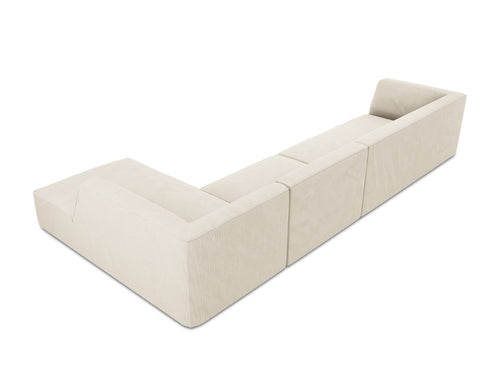 Micadoni rechter hoekbank Ruby 5-zits, ribfluwelen, lichtbeige - 180x366x69cm