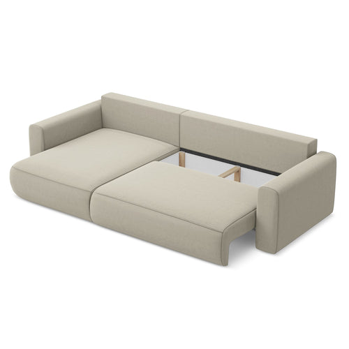 LaMiaSofa hoekbank links Perugia - velours - parel - 278x149x82