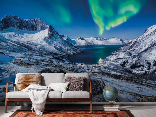 Sanders & Sanders fotobehang Noorderlicht blauw en groen - 400 x 250 cm - 612521