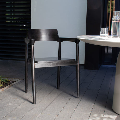 DÉJA Living Tuinstoel Hazel - Zwart Teakhout - Zithoogte 47cm - Set van 2 - vtwonen shop