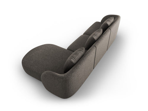 Cosmopolitan Design rechter hoekbank Tulum 4-zits, chenille, grijs - 156x255x70cm