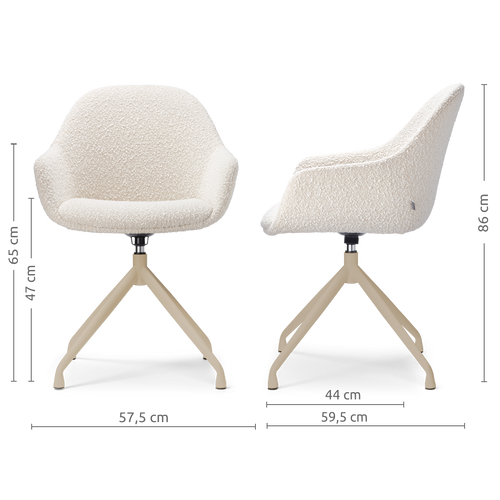 Nolon Nola-Mae draaibare eetkamerstoel bouclé beige beige onderstel