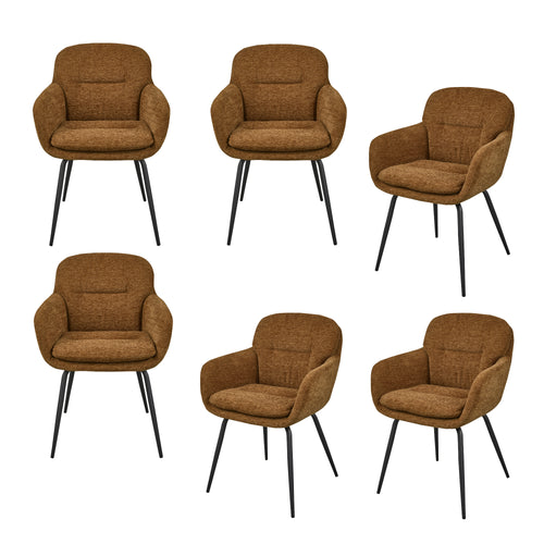 WOOOD eetkamerstoelen Runa - Polyester - Caramel - Set van 6 - vtwonen shop