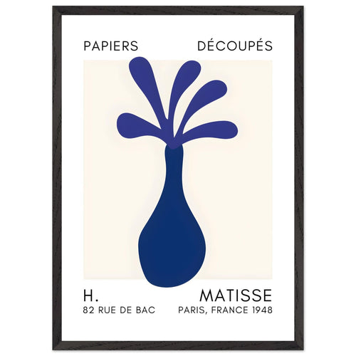 Artfulprints Poster met Lijst Matisse - Ocean flower navy blue   - 50x70 cm - Blauw
