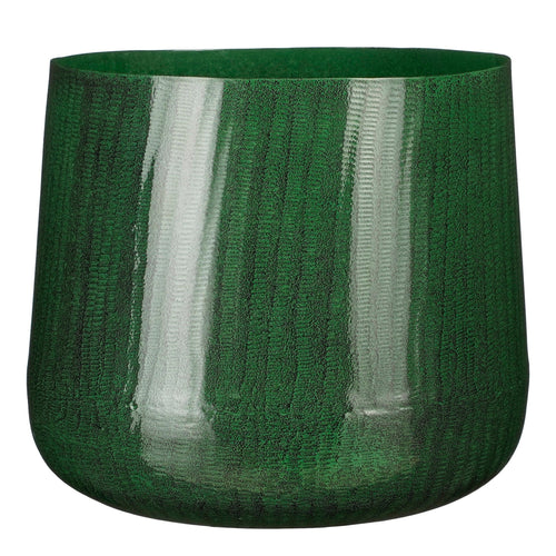 Mica Decorations Benson Bloempot - H24 x Ø26 cm - Metaal - Donkergroen - vtwonen shop