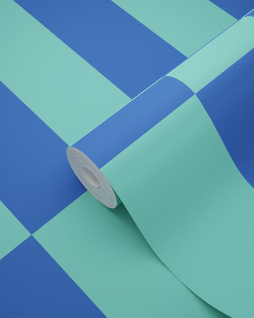 ESTAhome behang streep petrolgroen en koningsblauw - 50 x 900 cm - 130922 - vtwonen shop