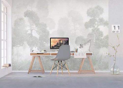 Sanders & Sanders fotobehang bosrijk landschap lichtgrijs - 375 x 270 cm - 601446