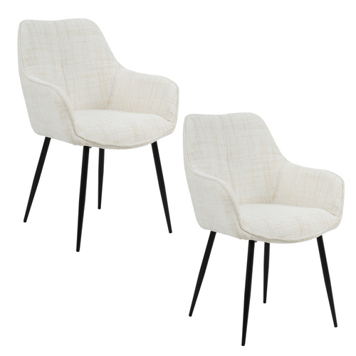 Housecraft Living Jez Eetkamerstoelen met armleuning Beige - Set van 2 - vtwonen shop