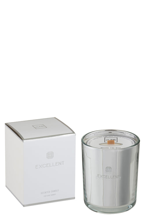 J-Line geurkaars Excellent - Cotton Candy - glas - zilver - medium - 80U - vtwonen shop
