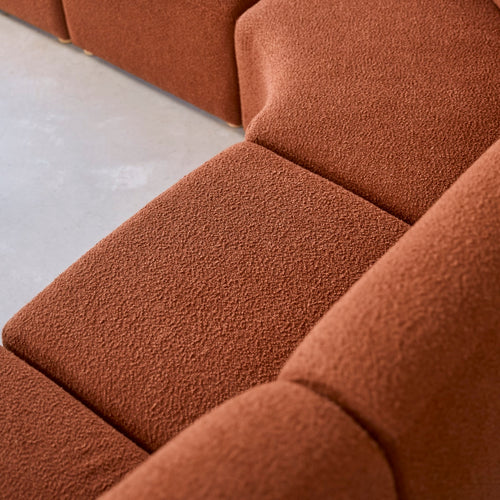 Tikamoon Modulaire 4-zitshoekbank van massief acacia en terracotta stof - Terracotta
