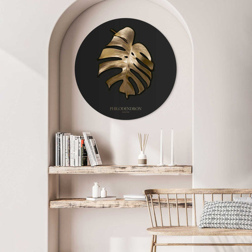 Reinders glasschilderij Monstera Goud - Ø 70cm