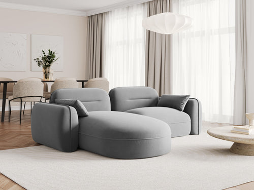 Cosmopolitan Design Modulaire hoekbank links Sydney 3-zits, flueel, lichtgrijs - 165x230x70cm