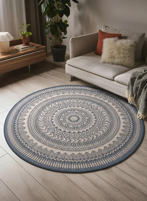 benuta binnen- en buitenkleed Metro - blauw - ø 120 cm