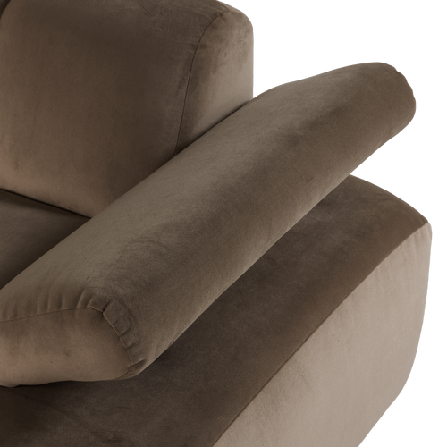 WOOOD chaise longue bank rechts Mojo - Velvet - Taupe - 74x124x162