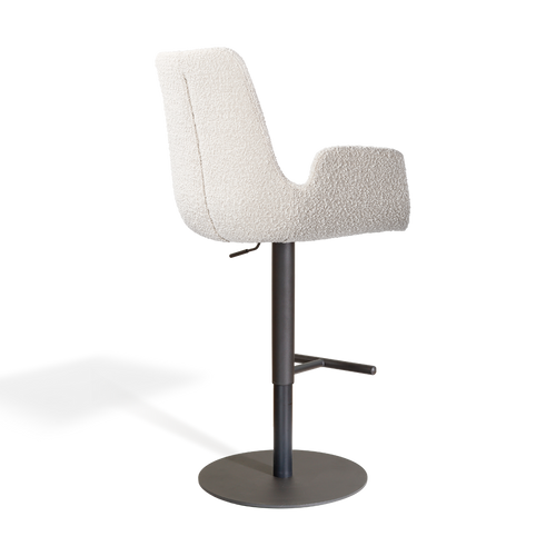 Nolon Niva-Eef tulp barkruk bouclé beige verstelbaar - zwarte poten