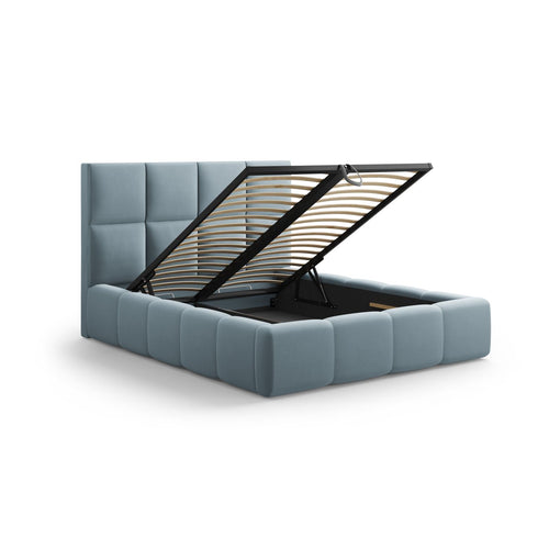 Cosmopolitan Design - Opbergbed met hoofdeinde Livigno 200x160cm flueel lichtblauw - 230x185x125cm