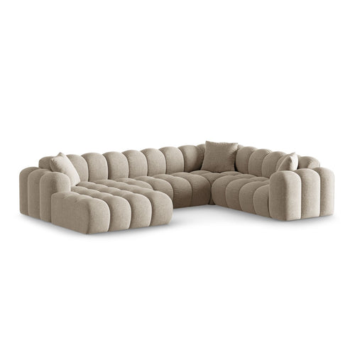 Cosmopolitan Design - Panoramische hoekbank rechts Treno 4-zits, chenille donkerbeige - 240x330x70cm