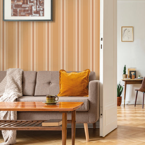 Sanders & Sanders behang strepen oranje en terracotta - 53 cm x 10 m - 640545