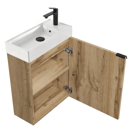 Badplaats Toiletmeubel Keno 50 x 23 cm – Eiken – Fonteinmeubel met Wastafel