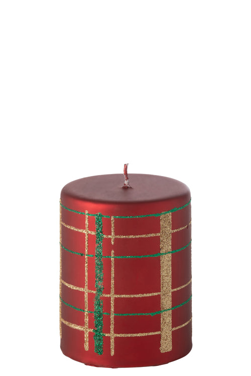 J-Line kaars Cilinder Geruit - mix - small - 20U - vtwonen shop